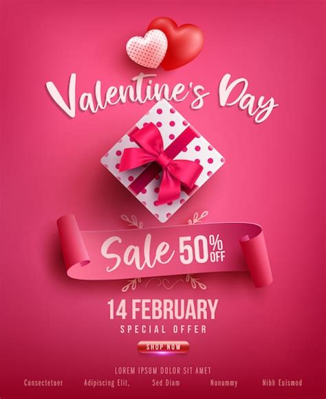 Affiche Ou Banni Re De Vente De La Saint Valentin Avec Un Cadeau Sucr