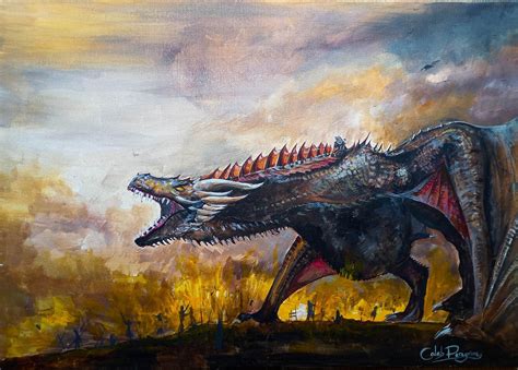 Dragon Fine Art Print Fire Fanart Bespoke Quality Giclee Painting, Traditional Fantasy Artwork ...