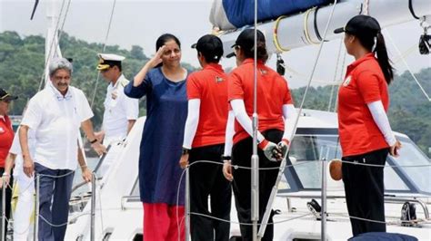 Defence Minister Nirmala Sitharaman Flagging Off INSV Tarini A Ship