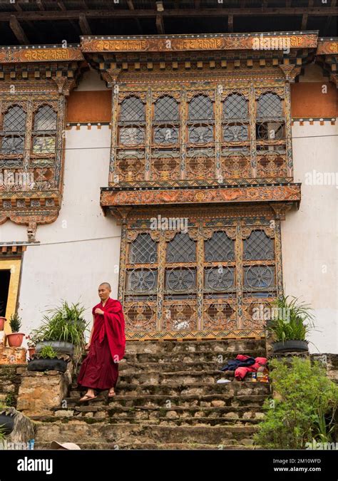 Monk At Nalanda Buddhist Institute Bhutan Stock Photo Alamy