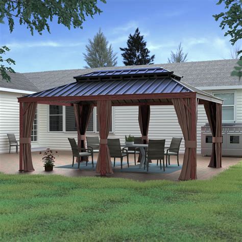 Amazon Yardenaler 12x20 FT Gazebo Wooden Finish Metal Frame