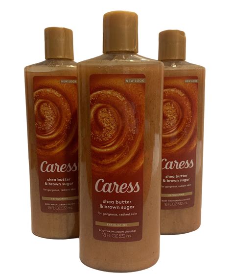 3 Caress Shea Butter And Brown Sugar Exfoliating Body Wash 18 Oz Each