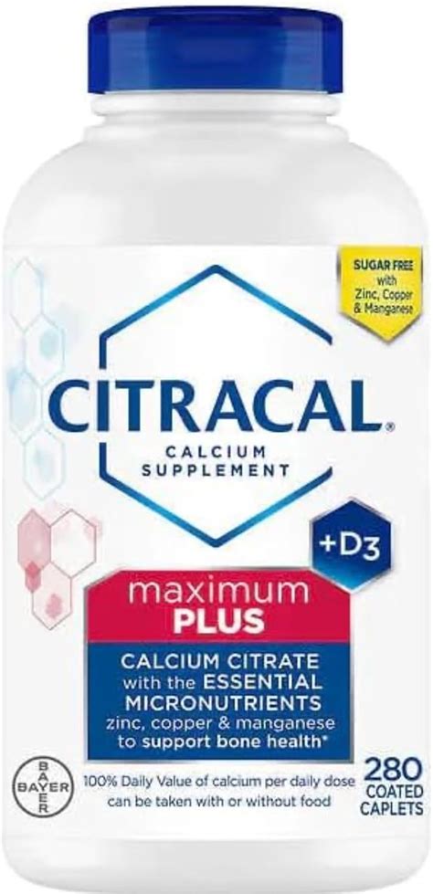 Generic Cita Maximum Plus Calcium Citrate D3 280 Caplets Health And Household