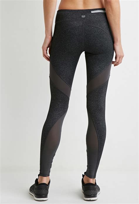 Lyst Forever 21 Active Contrast Mesh Paneled Leggings In Gray