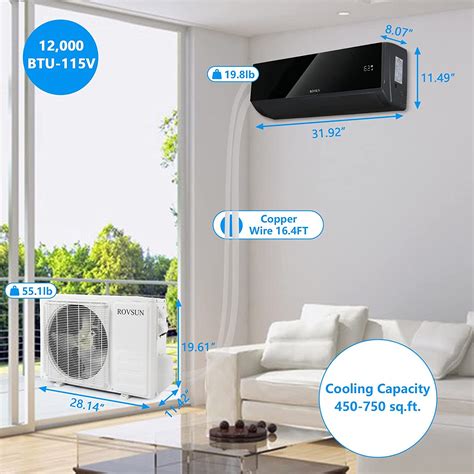 Rovsun 12000 Btu Wifi Enabled Mini Split Acheater Efficient Inverter Room Coolingheating