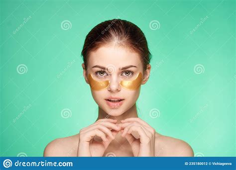 Pretty Woman Naked Shoulders Gold Face Patches Cosmetics Stock Photo Image Of Lifting Girl
