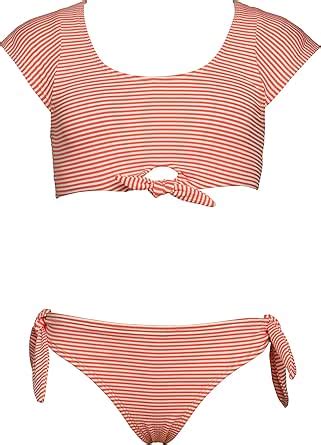 Amazon Hobie Girls Cap Sleeve Bralette Bikini Top Bow Tie Hipster Bottom Swimsuit Set