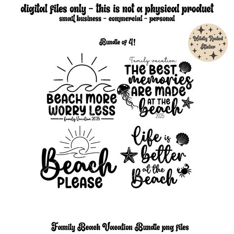 Family Beach Vacation Bundle PNG Files in Black - Etsy
