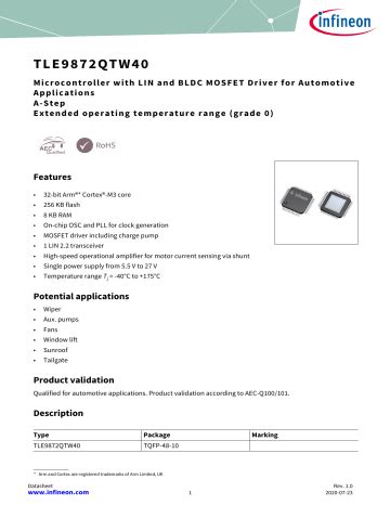 Infineon TLE9872QTW40 Microcontroller Data Sheet Manualzz