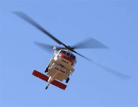 Cal Fire Helicopter 301 During Hoist Training At Hemet Ca Photo By