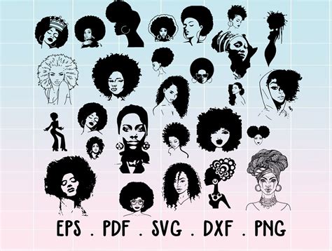 Afro Woman Svg Bundle Black Woman Svg African American Woman Etsy