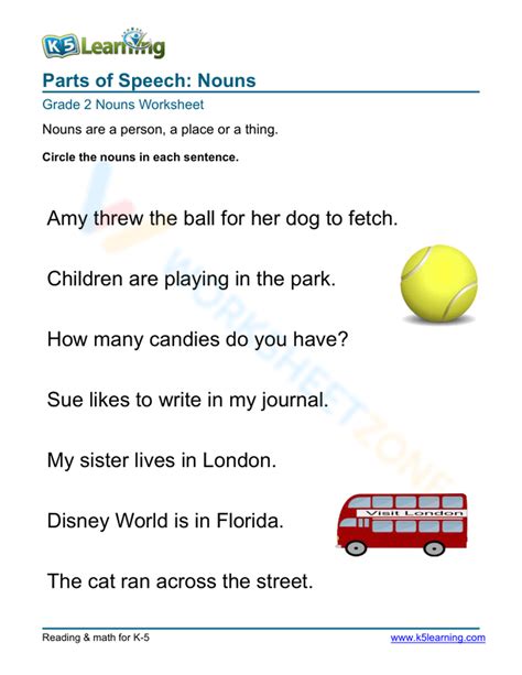 Parts Of Speech Nouns 5 Worksheet