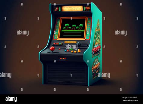 Retro arcade game machine on dark background. Vintage multi video game ...