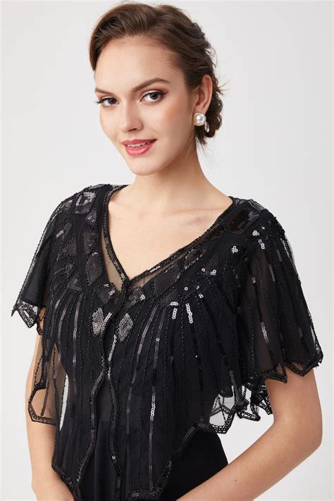 Shop 1920s Shawls 1920s Sequin Flapper Evening Shawl Babeyond