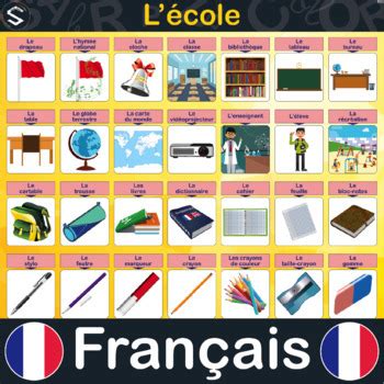 FRENCH "School" Vocabulary Large Posters (L'ECOLE) With 49 Names And ...