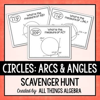 Arcs And Angles In Circles Scavenger Hunt Math Lessons Angle