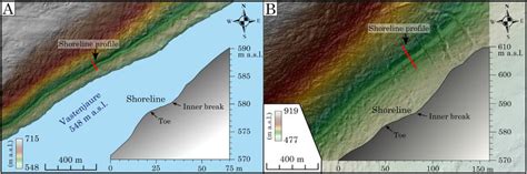 Lidar Hillshades Of Two Ice Dammed Lake Shorelines And Elevation