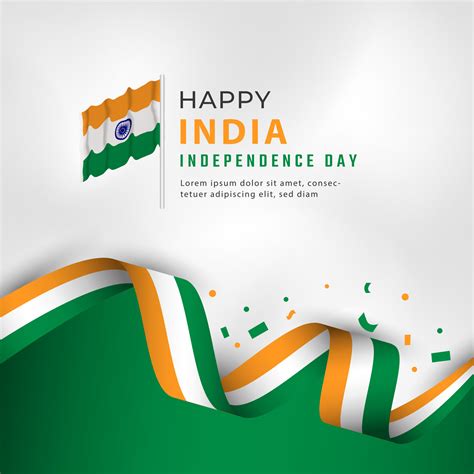 Happy India Independence Day 15 August Celebration Vector Design