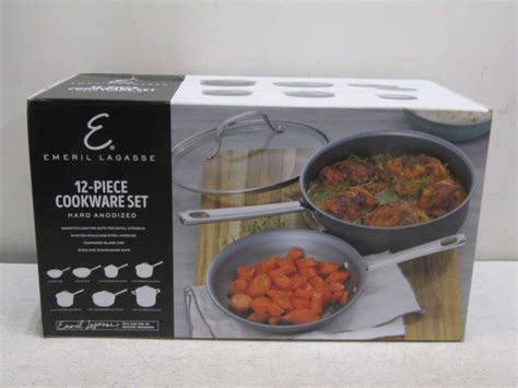 Emeril Lagasse 62920 12 Piece Hard Anodized Nonstick Cookware Set Gray