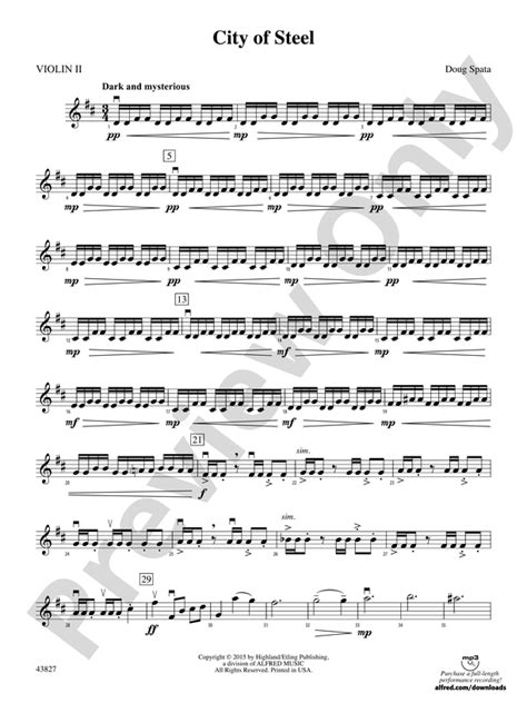 City Of Steel 2nd Violin 2nd Violin Part Digital Sheet Music Download