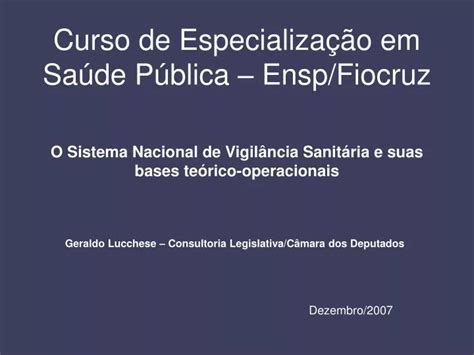 Ppt Curso De Especializa O Em Sa De P Blica Ensp Fiocruz