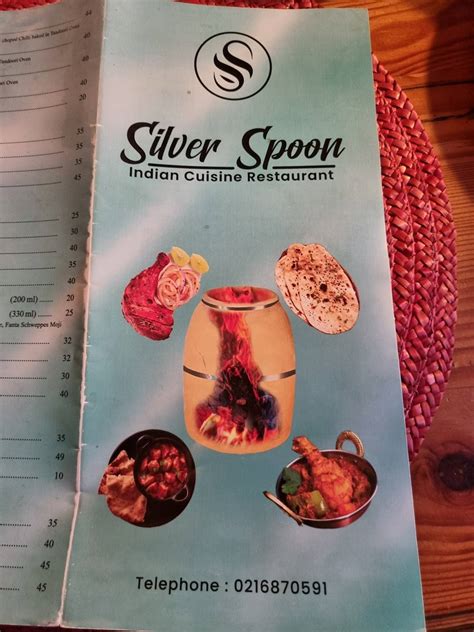 Menu at Silver Spoon Indian Cuisine restaurant, Cape Town