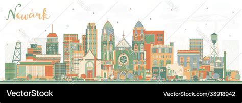 Newark New Jersey City Skyline With Color Vector Image