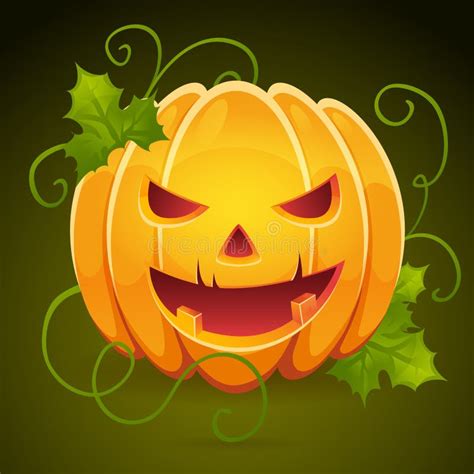 A Halloween Pumpkin With Evil Smile Card Stock Illustration ...