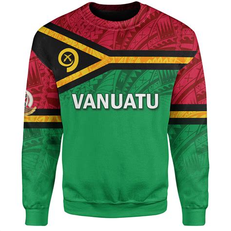 Vanuatu Sweatshirt Flag Color With Traditional Patterns