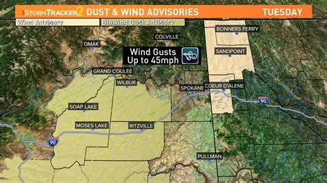 Spokane Weather Strong Winds Expected Monday Into Tuesday