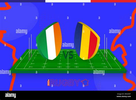 Rugby Team Ireland Vs Romania On Rugby Field Rugby Stadium On Abstract