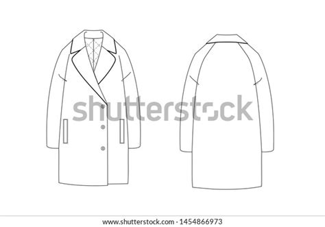 Womens Pea Coat Technical Drawing Vector Stock Vector Royalty Free