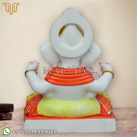 Marble Dagdusheth Ganpati Murti White Marble Ganpati Murti Ganesh