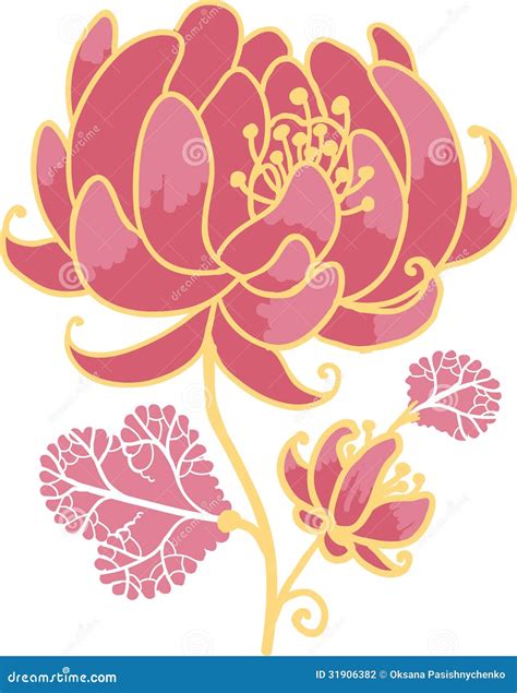 Golden And Pink Flower Design Element Stock Vector Illustration Of