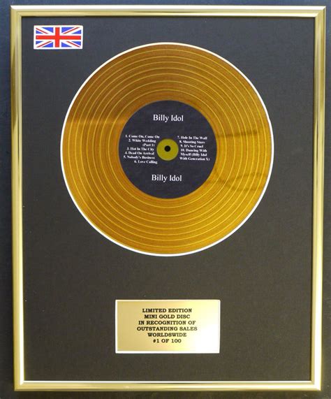 Billy Idol Mini Gold Disc Display Limited Edition Coa Billy Idol