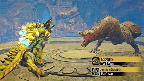 Monster Hunter Apex Turf War Deviljho Vs Apex Zinogre Youtube