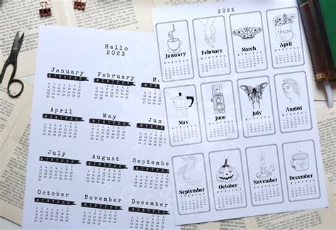 Printable Calendar Minimal Calendar Illustrations