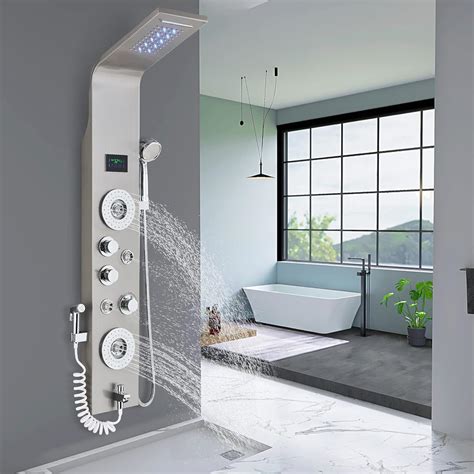 FUZ Shower Wall Panels Tower System Multi Function LED Rainfall