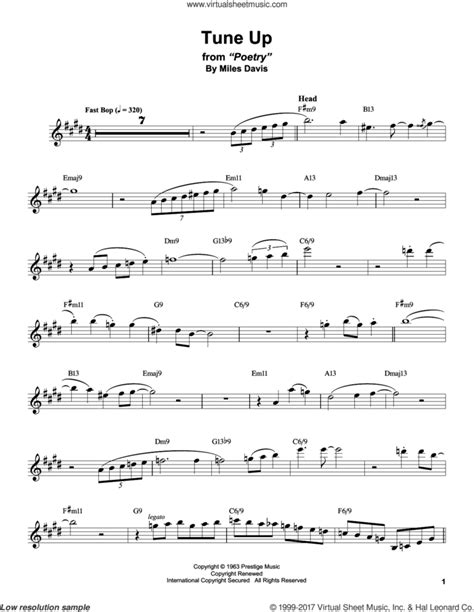 Stan Getz Tune Up Sheet Music For Tenor Saxophone Solo Transcription