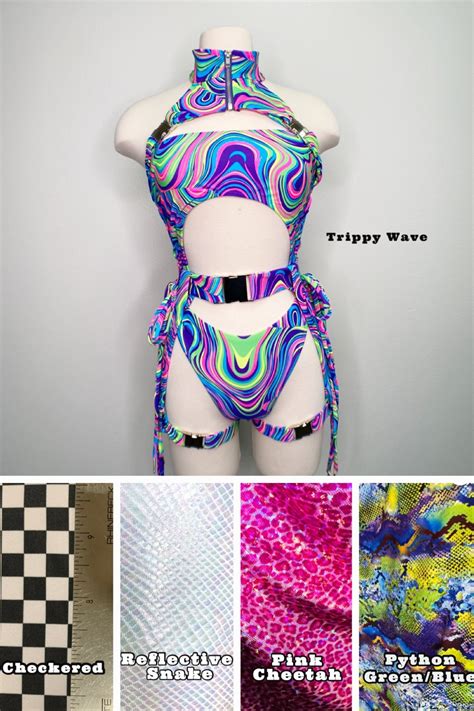 Festival Rave Women Clothing Trippy Neon Rave Outfit Complete Rave Set ...