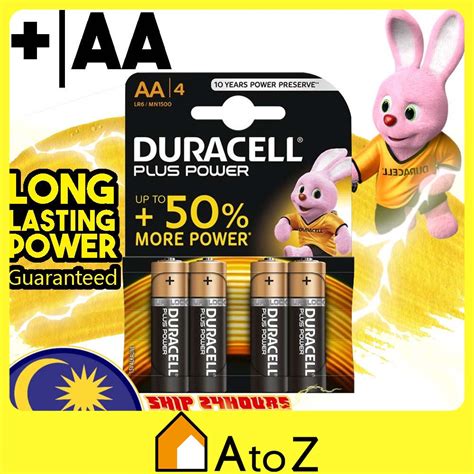 Aa Battery Duracell Plus Power 4pcs Value Pack Alkaline Battery Lr6 Mn1500 Bateri Aa Aa电池