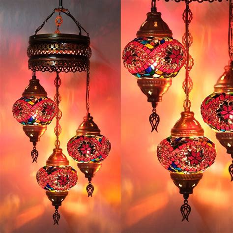 Brown Pendant Lamp Ceiling Lamp 3 Globe Chandelier Turkish Etsy