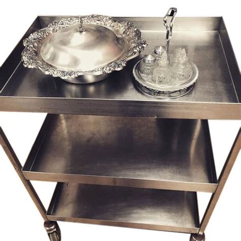 Rectangular Stainless Steel Food Serving Trolley For Hotel Restaurant