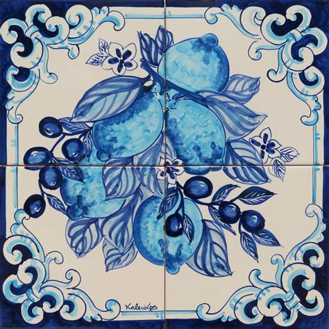 Murale Monocromatico Blu Outlet Ceramica Limoni Ed Olive Kaleidos