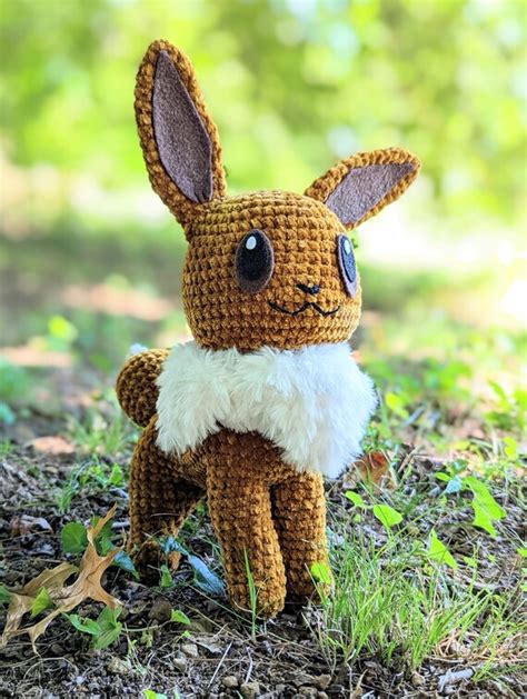 Eevee Crochet Pokemon Stuffed Animal Toy Stuffy 12 Tall - Etsy