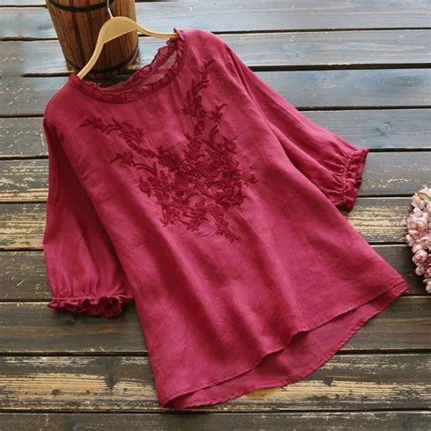 Fashion Greencotton Linen Summer Blouse Women Ruffle Ladies