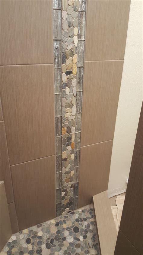 Gorgeous Shower Remodel Using Sliced Bali Ocean Pebble Tile Flooring