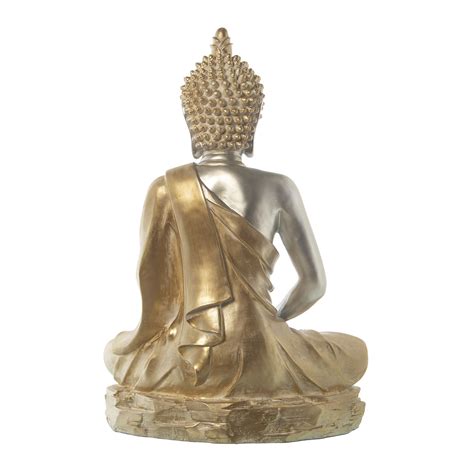 Figura Buda Resina Plata Dorada Cm