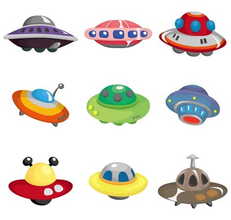 Cartoon Spaceship Icon Set Stock Vector Mocoo