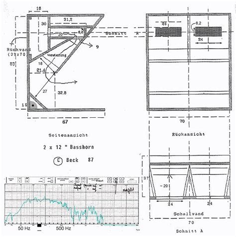 Bass Horn четежи 1 Plans Bass Horn Beck 2x12 Tda Subwoofer Box